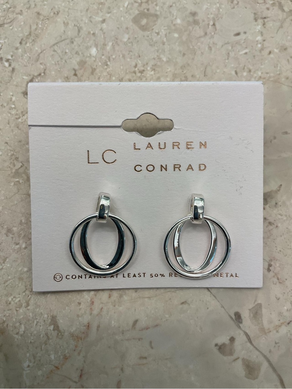 Kohl's LC Lauren Conrad Silver Double Hoop Drop Earrings